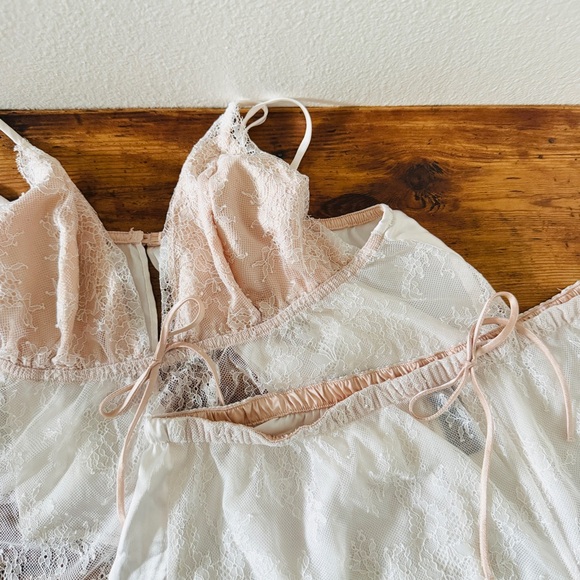 Victoria's Secret Other - Victoria’s Secret White Nude Two Piece Lingerie Tank Camisole Bridal Set